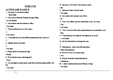 Bài tập Passive voice Lớp 8